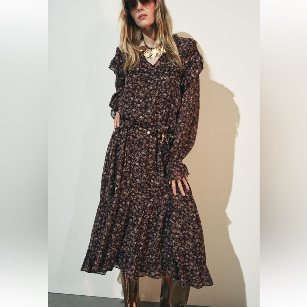 NWT_ZARA  FLORAL PRINT DRESS ZW COLLECTION Purple